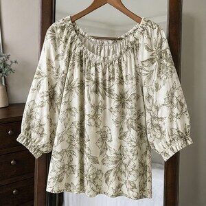 Cream Tie Neck Blouse